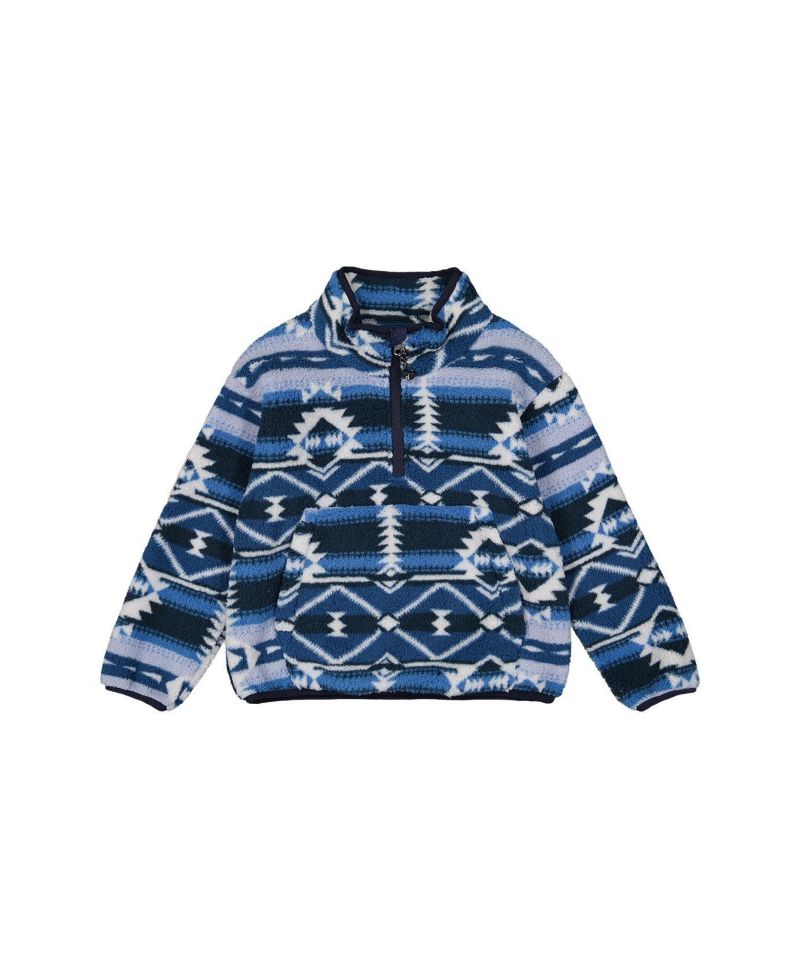 Little and Big Boy Mid-Season Plush Pullover Jacket Aztec