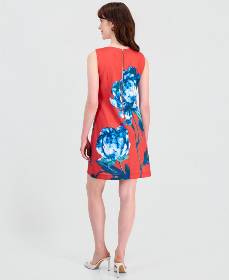 Women's Floral-Print Scoop-Neck Sheath Dress