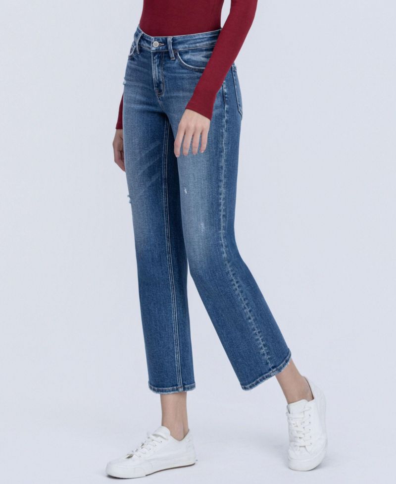 Women's Mid Rise Ankle Straight Jeans