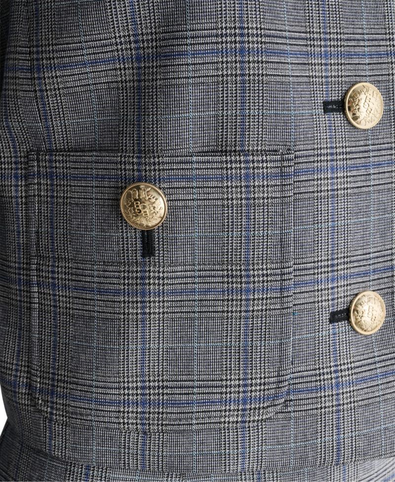 Women's Plaid Button-Down Cropped Jacket