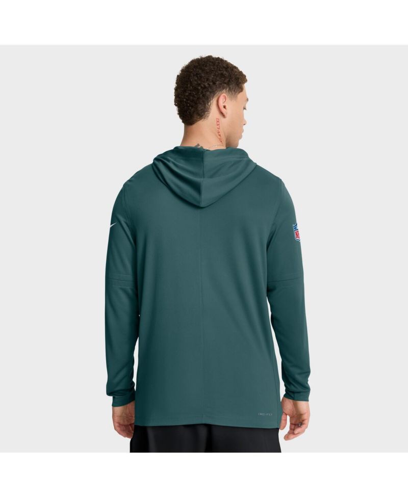Men's Midnight Green Philadelphia Eagles Sideline Pure Fury Performance Long Sleeve Hoodie T-Shirt