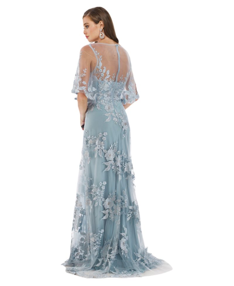 Women's Cape Sleeves A-line Lace Gown