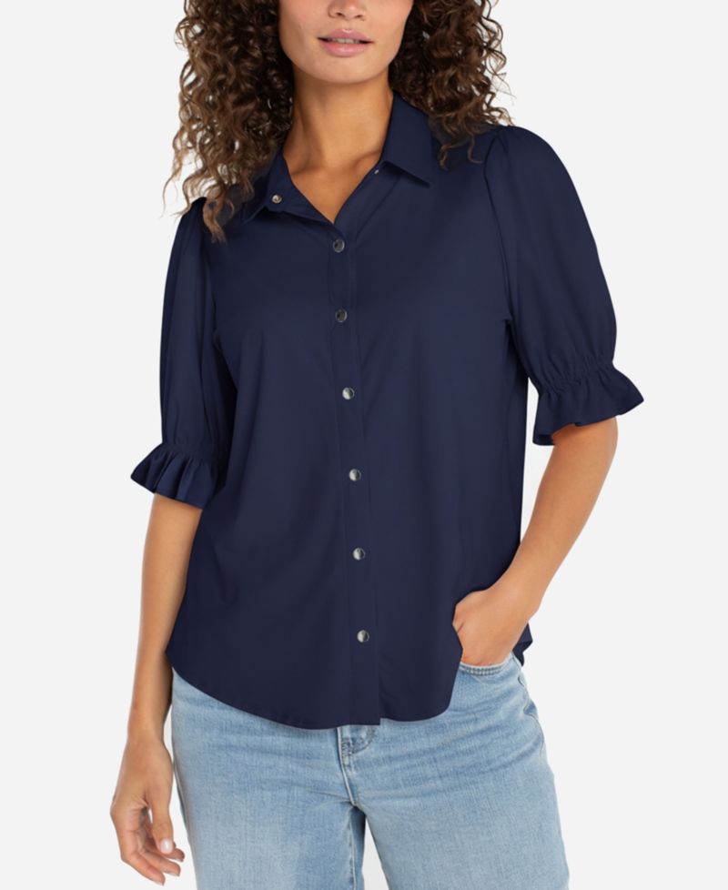 Petite Puffed-Sleeve Top