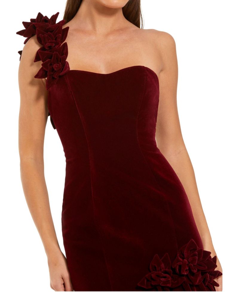 Women's One-Shoulder Velvet Mermaid Gown