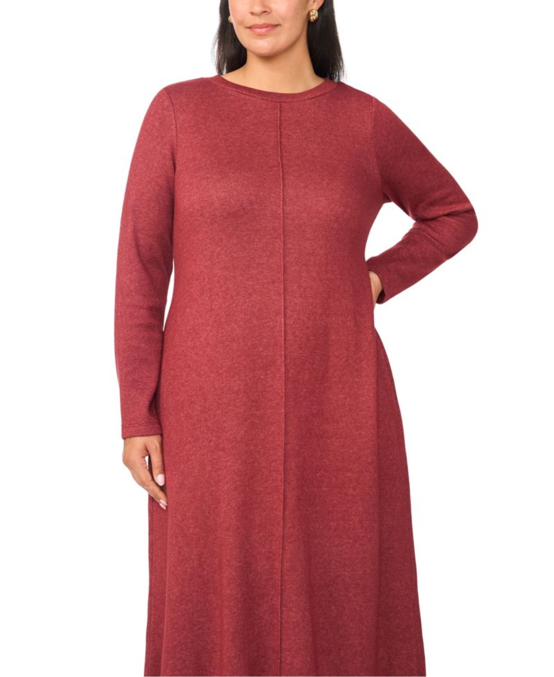 Plus Size Long Sleeve Midi Dress