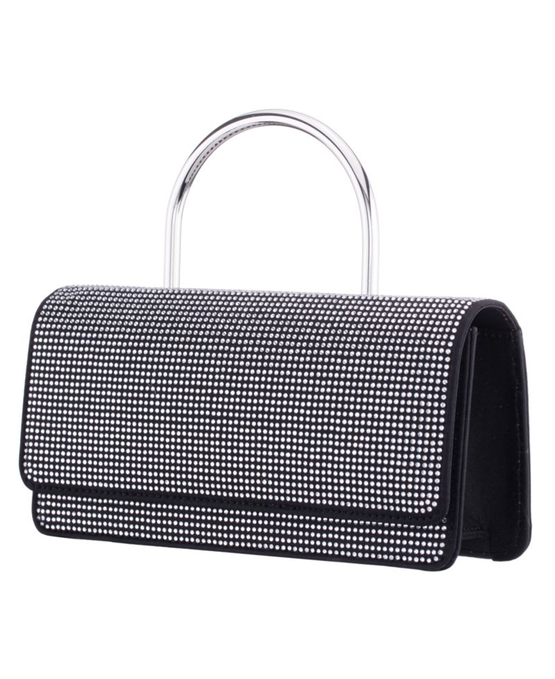 Elongated Crystal Magnetic Snap Satchel Bag
