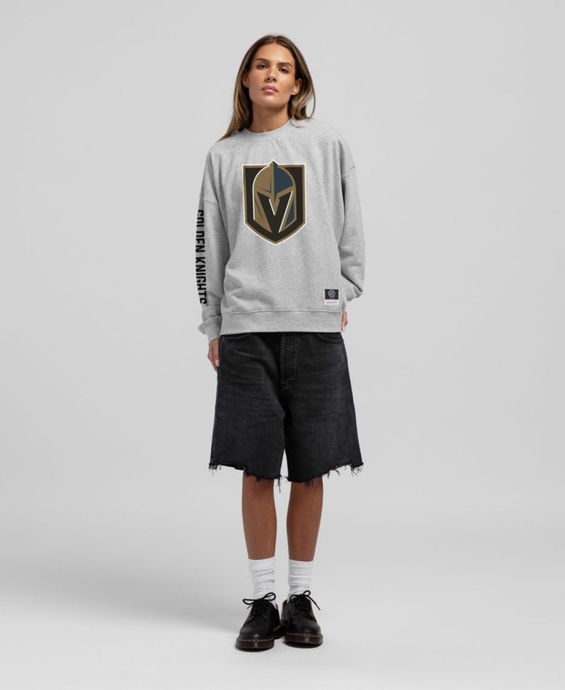 Women's Heather Gray Vegas Golden Knights Core 3-Hit Oversized Sweatshirt