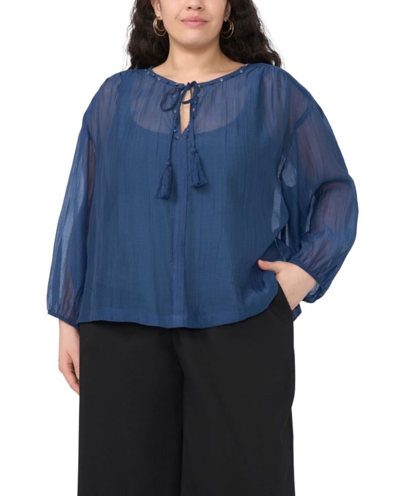 Plus Size Split Neck Top