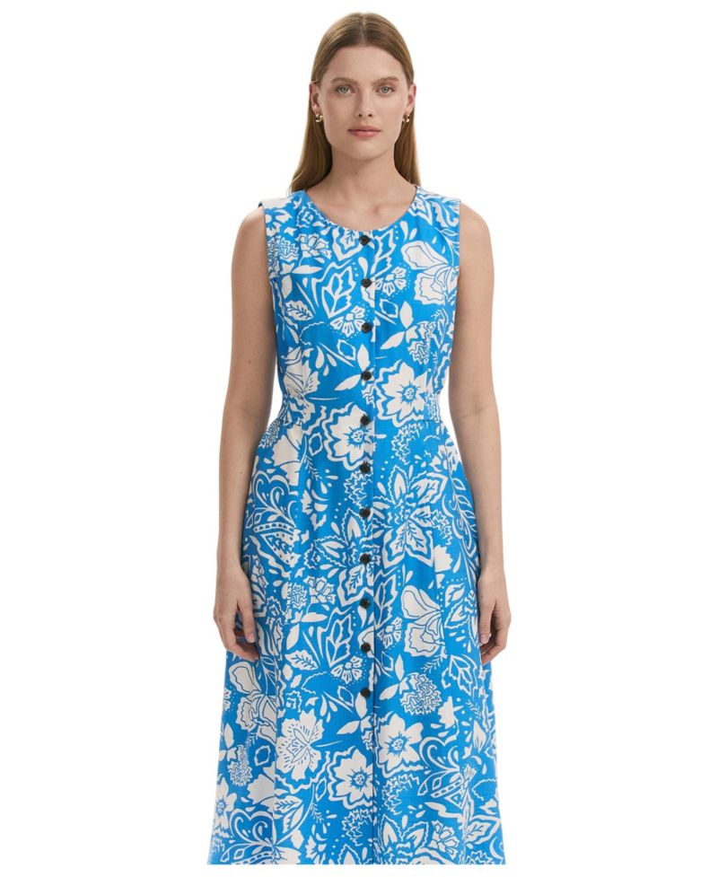 Women's Aimee Floral Sleeveless Midi Dress with Pockets