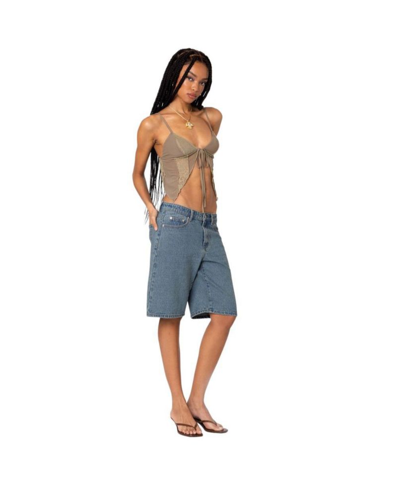 Women's Patchwork Lacey Mesh Top