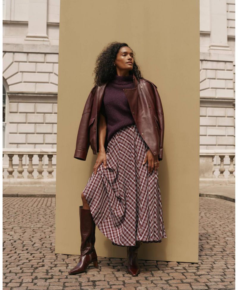 Women's Checked Midi Skirt
