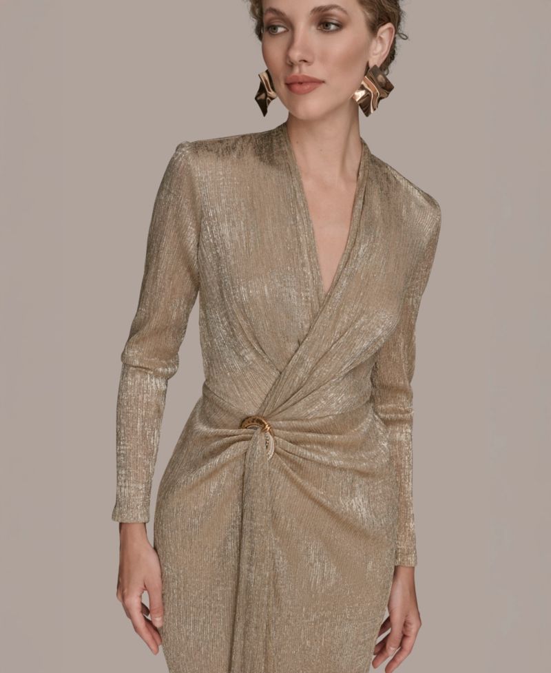 Women's V-Neck Draped Gown