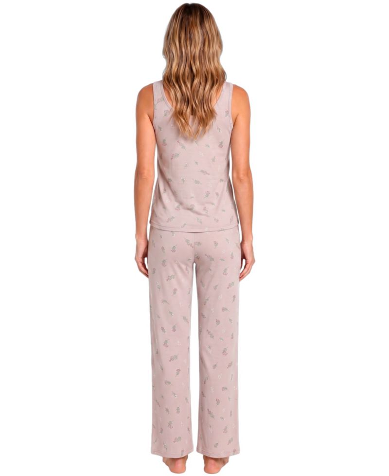 Women's Sleeveless Scoop-Neck Pointelle Tank and Pants, 2-Piece Set