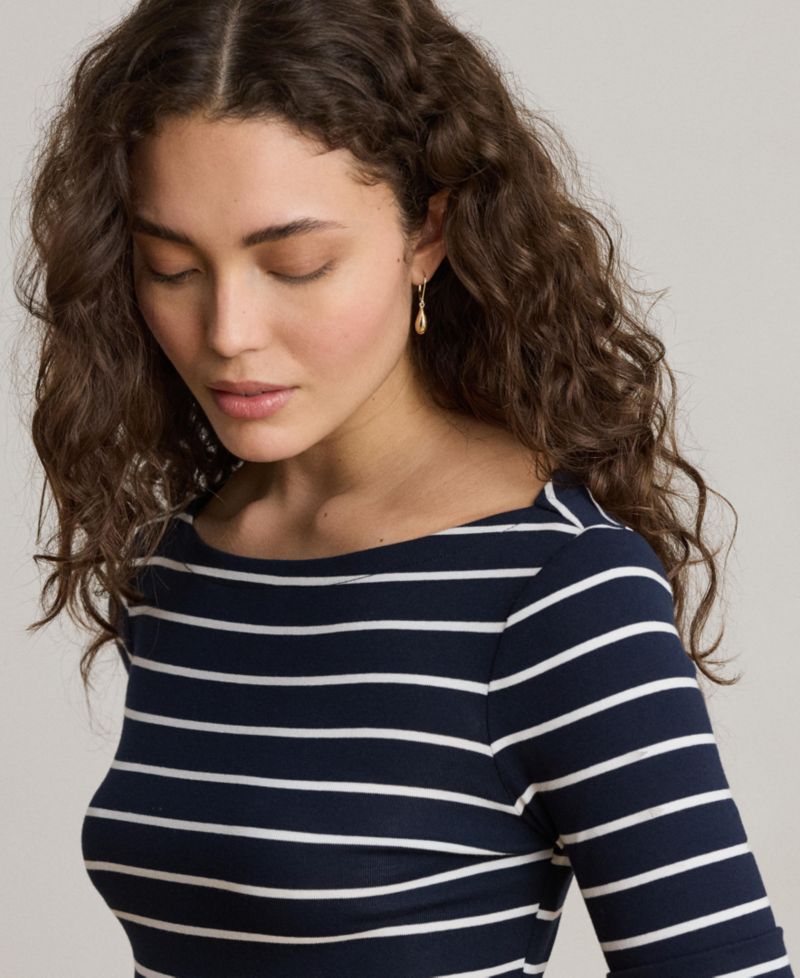 Women's Striped Boat Neck Top