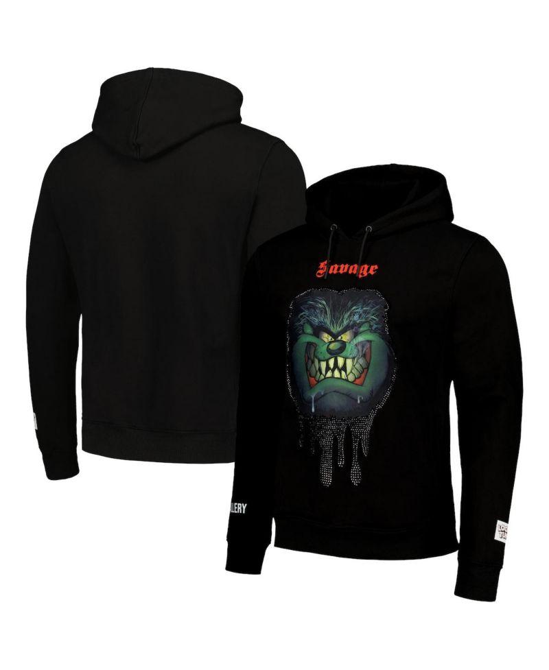 Men's and Women's Black Looney Tunes Taz Savage Horror Pullover Hoodie