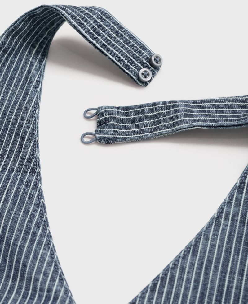 Women's Striped Crossover Denim Top