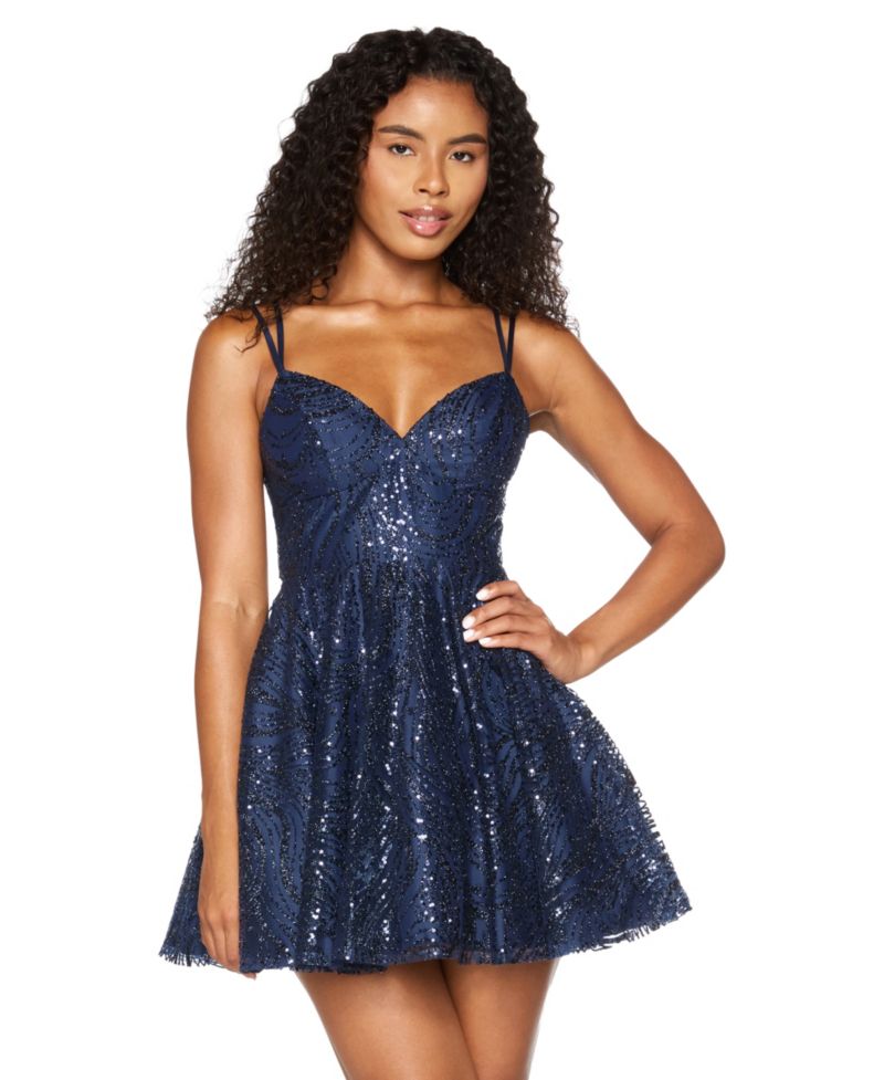 Juniors' Lace Sweetheart Double-Strap Dress