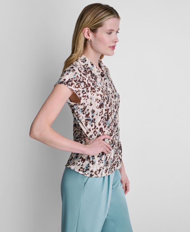 Women's Cap-Sleeve Printed Top