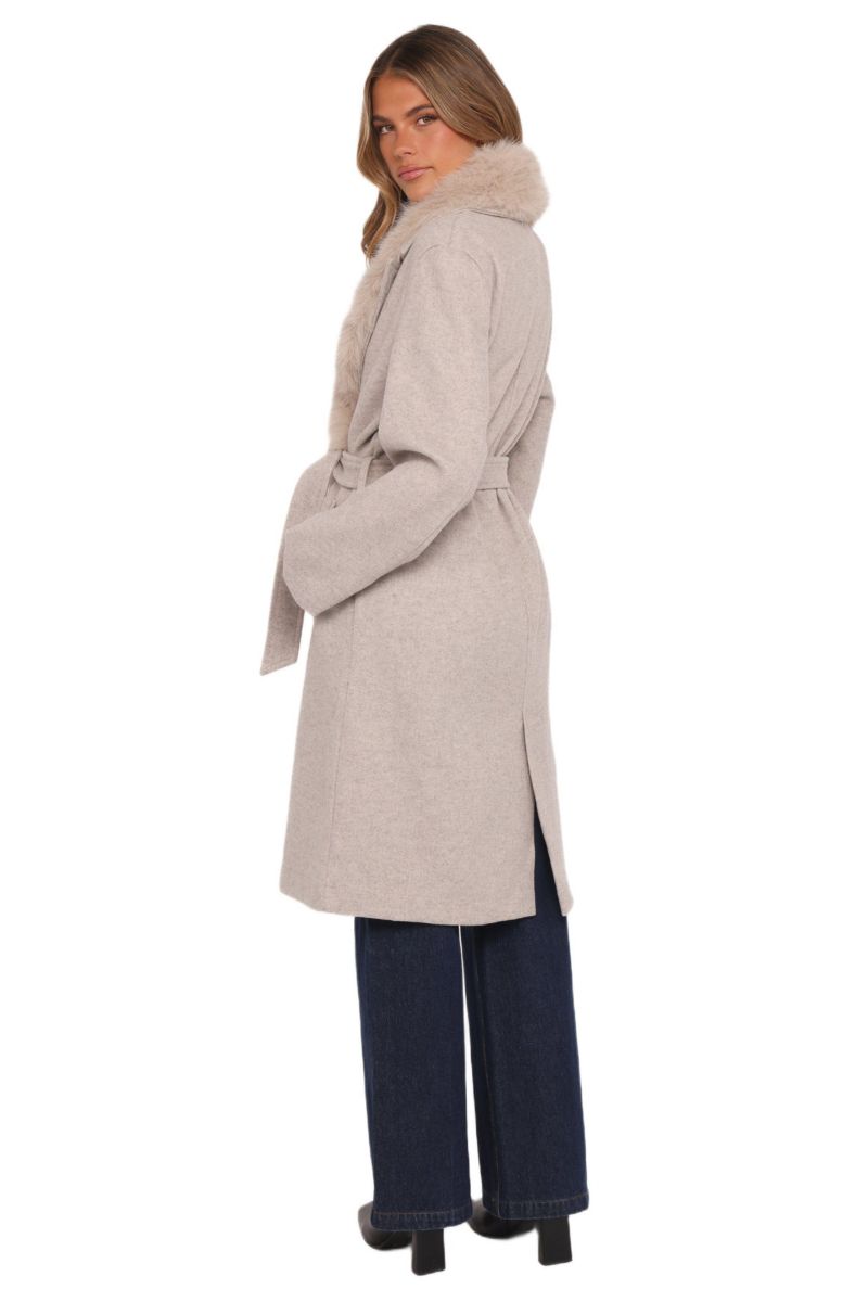 Women's Fur Collar Tie Waist Coat
