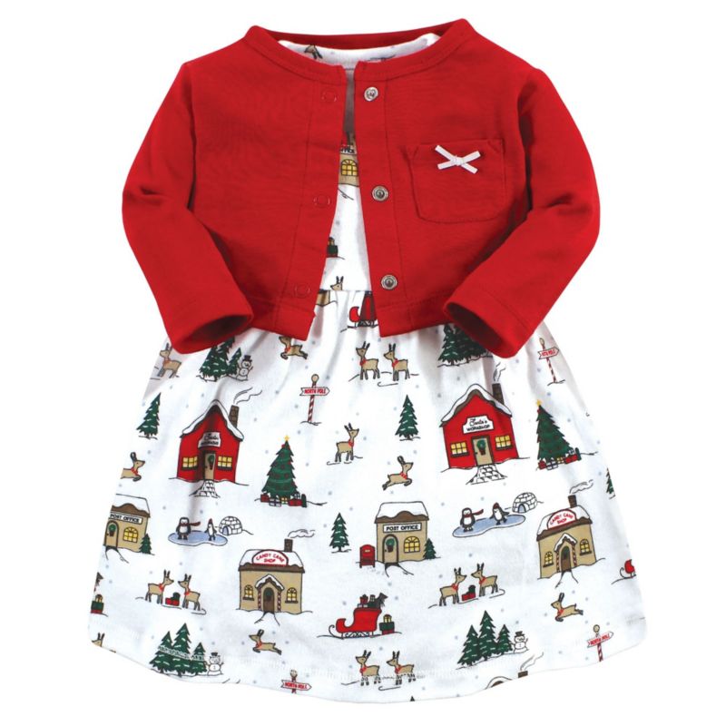 Baby Girls Hudson Comfortable Cotton Dress and Matching Cardigan Set