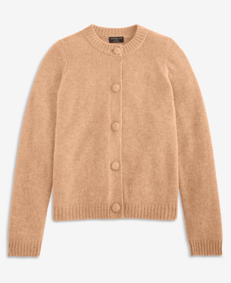 Women's 100% Cashmere Chunky Crewneck Cardigan
