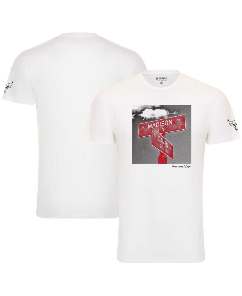 Men's and Women's White Chicago Bulls 1966 Collection Bingham T-shirt