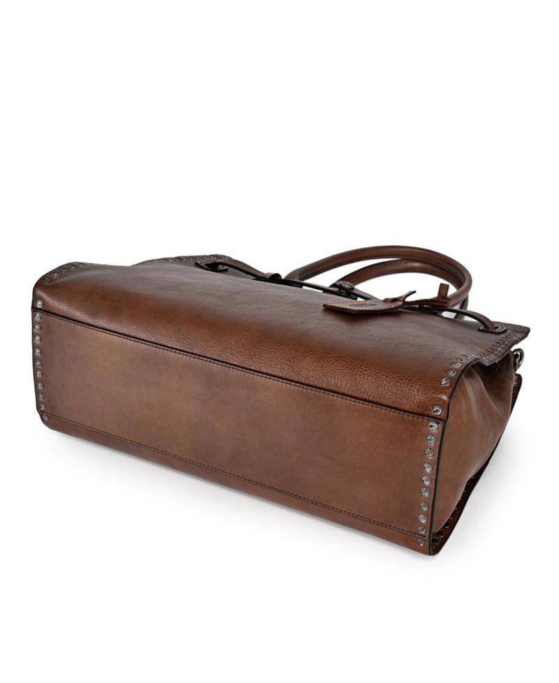 Westland Large Studded Leather Satchel Bag