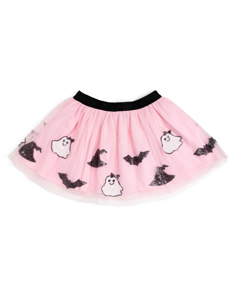 Little and Big Girls Spooky Babe Sequin Halloween Tutu Skirt