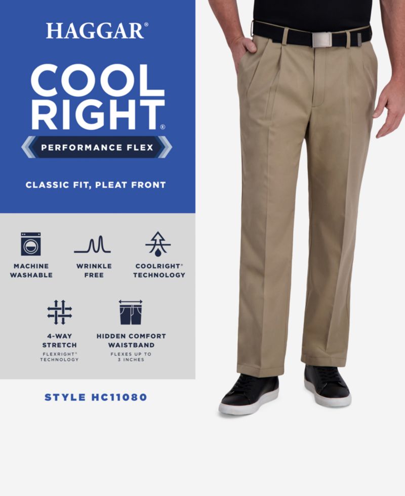 Брюки Cool Right Performance Flex классического покроя со складками спереди