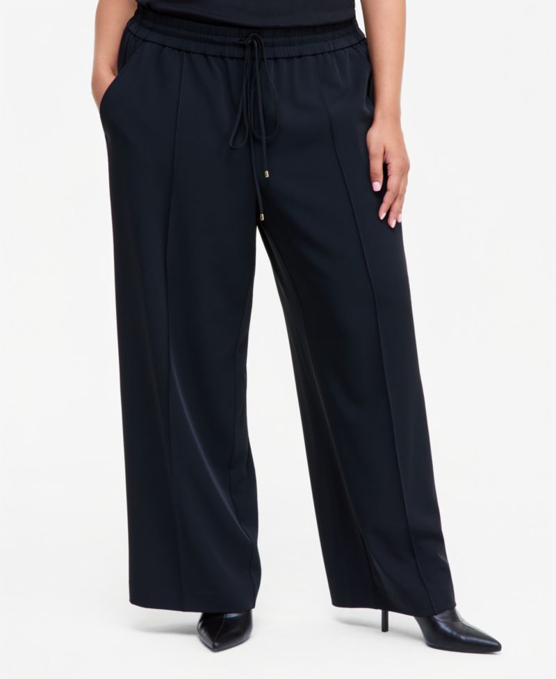 Plus Size High-Waist Wide-Leg Pull-On Pants
