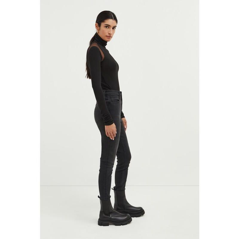 Women's Maria Fitted Turtleneck with Sheer Mesh Shoulder Panels