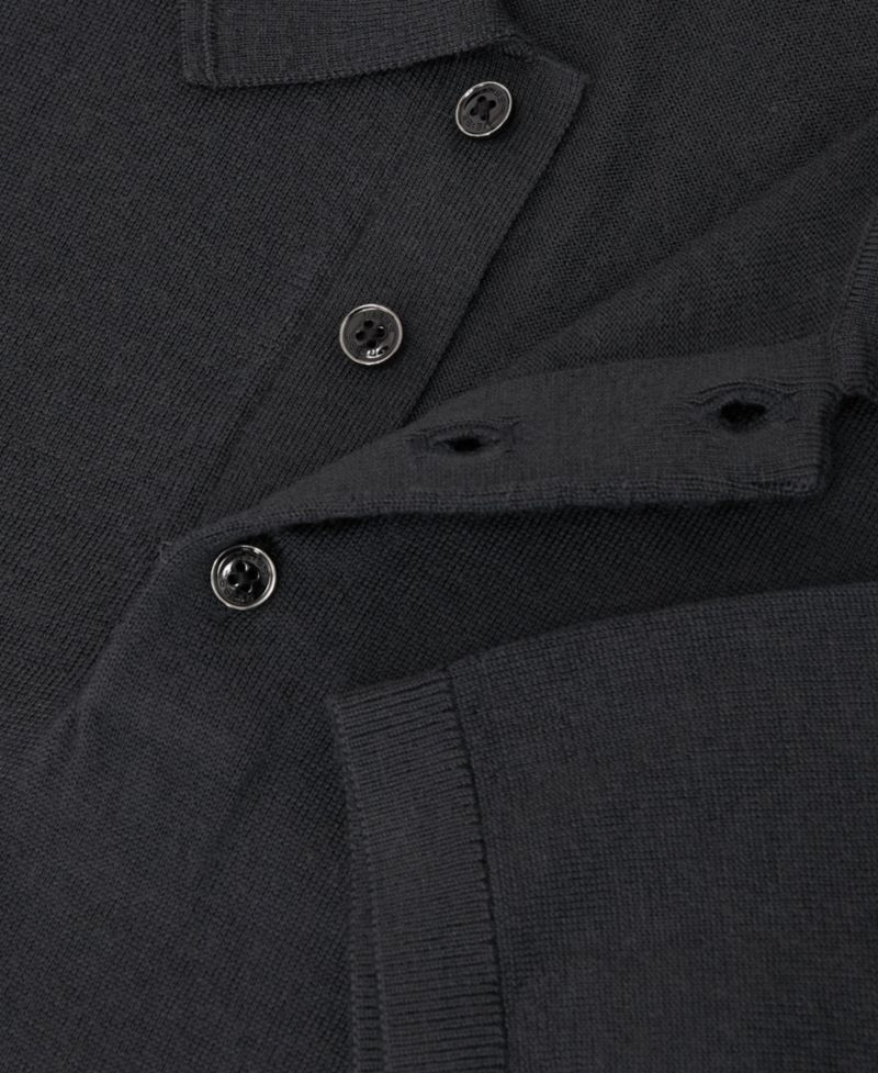 Men's Manor Half Button Merino Wool Polo Shirt