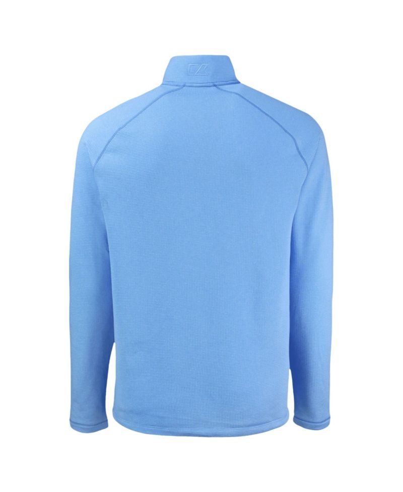 Men's Heather Light Blue Atlanta Braves Peshastin Eco Fleece Raglan Quarter-Zip Sweatshirt