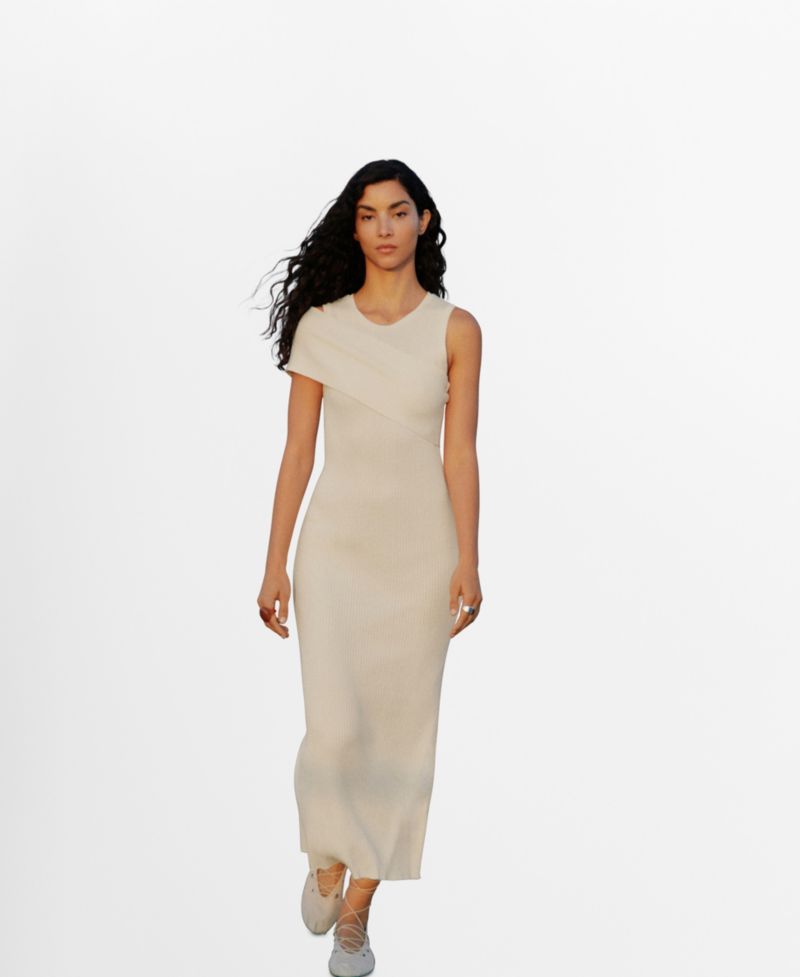 Women's Asymmetrical Sleeves Knitted Dress
