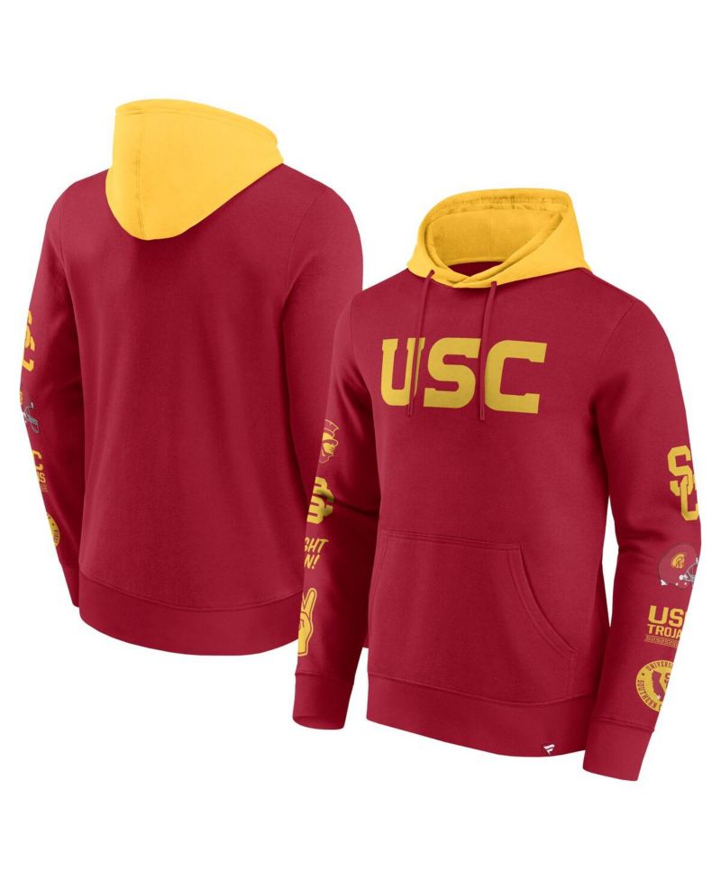 Men's Cardinal/Gold USC Trojans Color Block Badge Fleece Pullover Hoodie