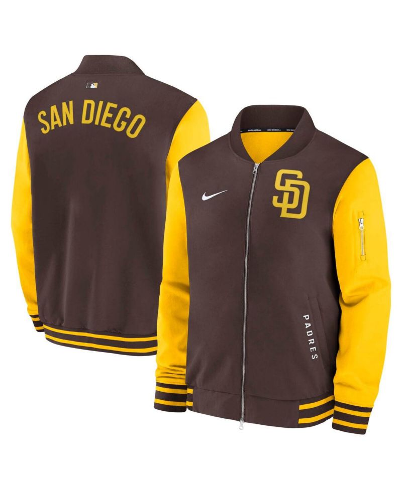 Men's Brown/Gold San Diego Padres Authentic Collection Dugout Full-Zip Bomber Jacket