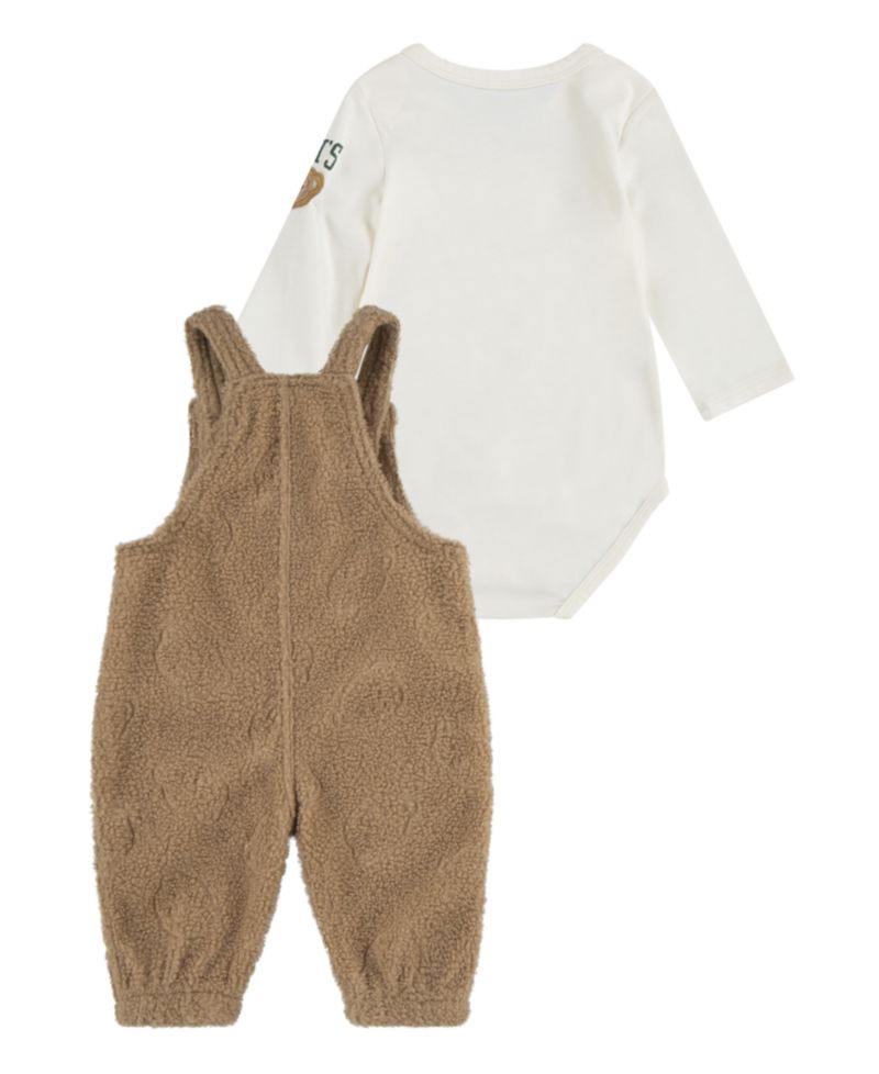 Baby Boys Deboss Overall and Bodysuit, 2-Piece Set