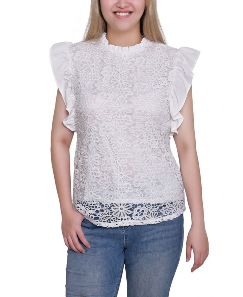 Women's Flutter Sleeve Lace Top