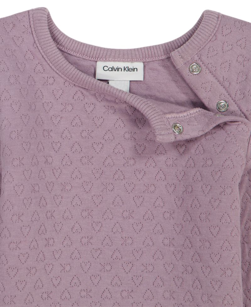Baby Girls' Long-Sleeve Quilted Double-Knit Top and Pants, 2-Piece Set