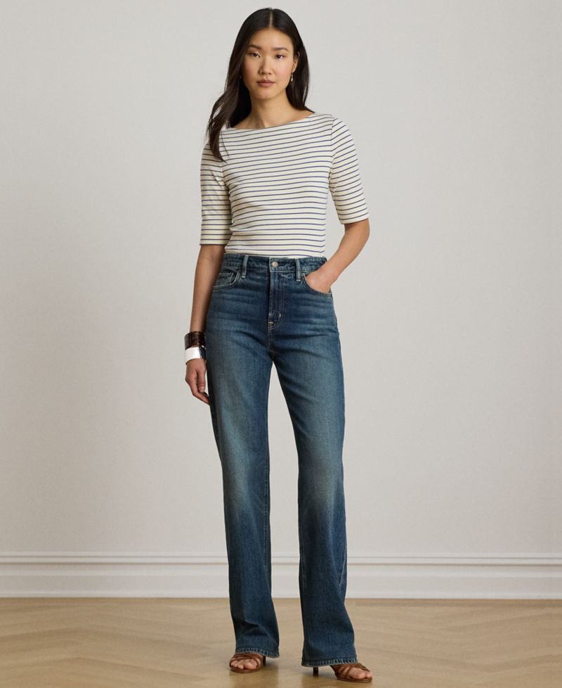 Women's Striped Boat Neck Top