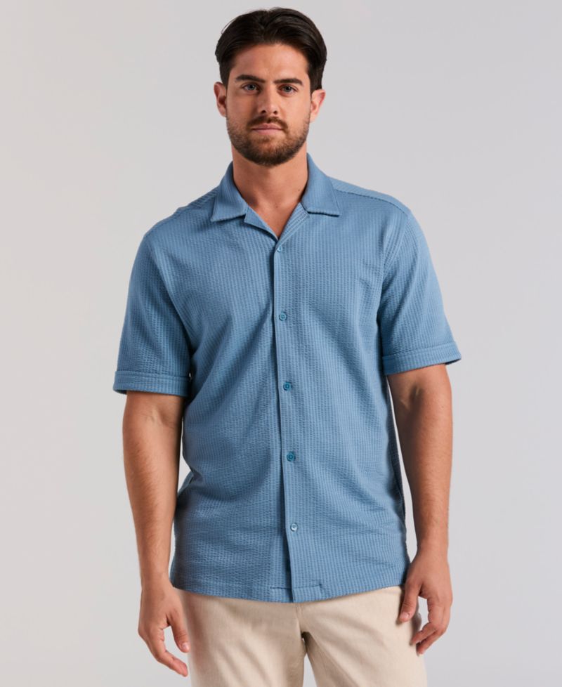 Men's Short-Sleeve Seersucker Knit Shirt