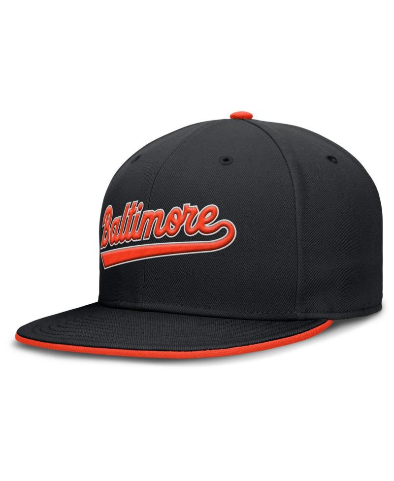 Men's Black Baltimore Orioles True Performance Fitted Hat
