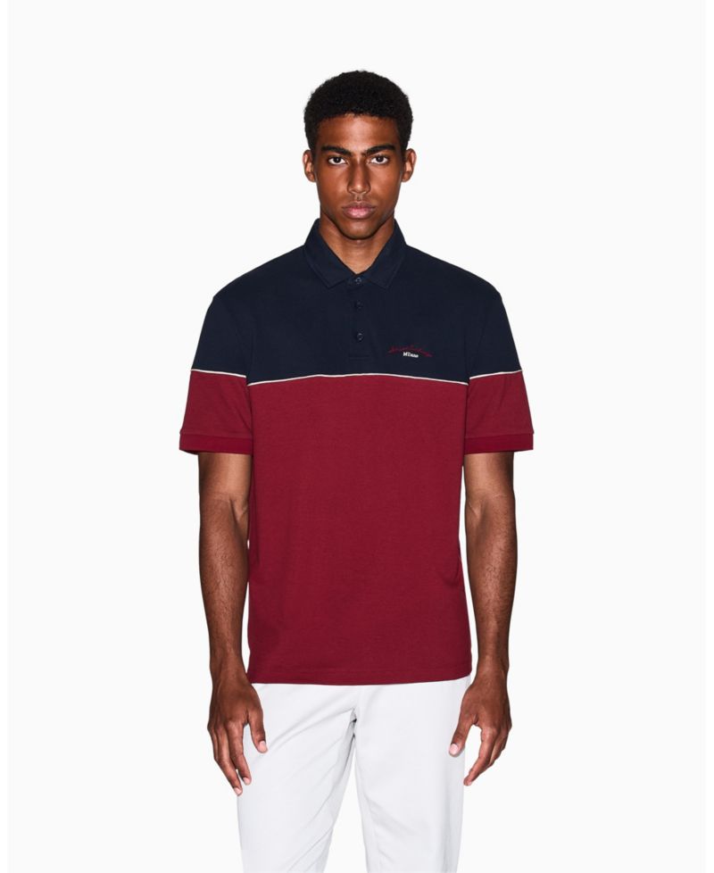 Men's Color Block Pique Polo Shirt