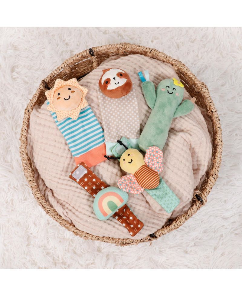 Boho Baby Rattle Socks and Wrist Rattle Set, 5 Piece