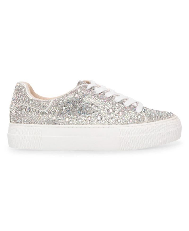 Betsey Johnson Sidny Lace-Up Rhinestone Platform Sneakers