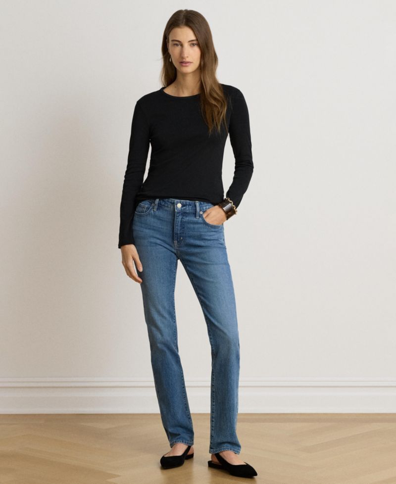 Cotton-Blend Long-Sleeve Top