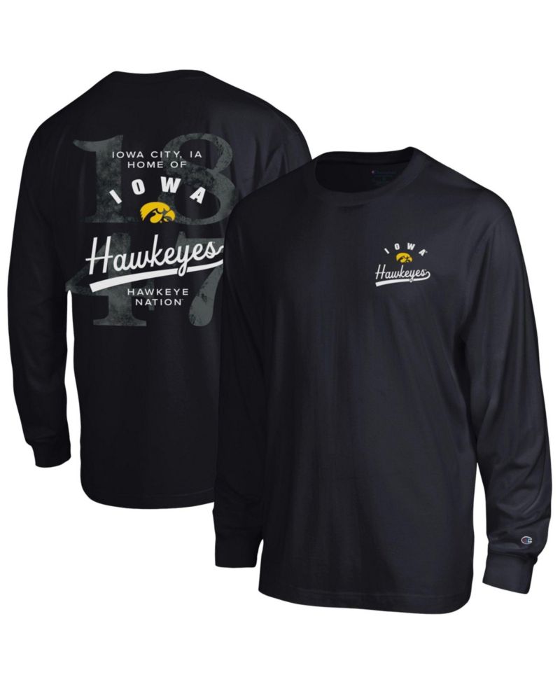 Men's Black Iowa Hawkeyes Laminated All-Star Long Sleeve T-Shirt