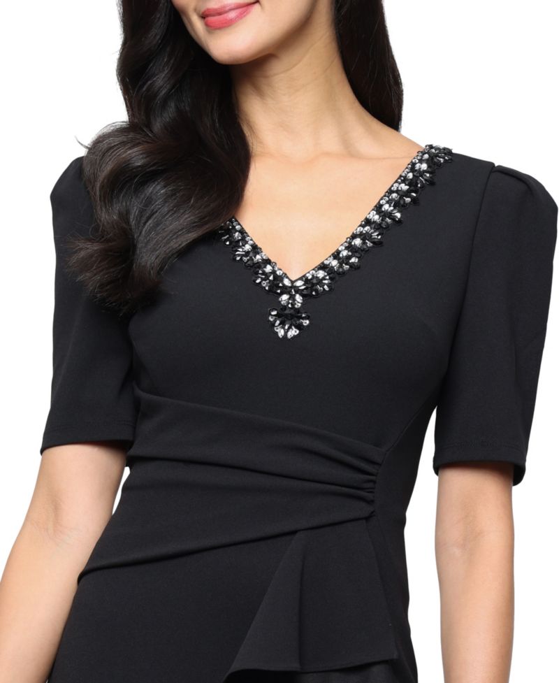 Plus Embellished V-Neck Ball Gown