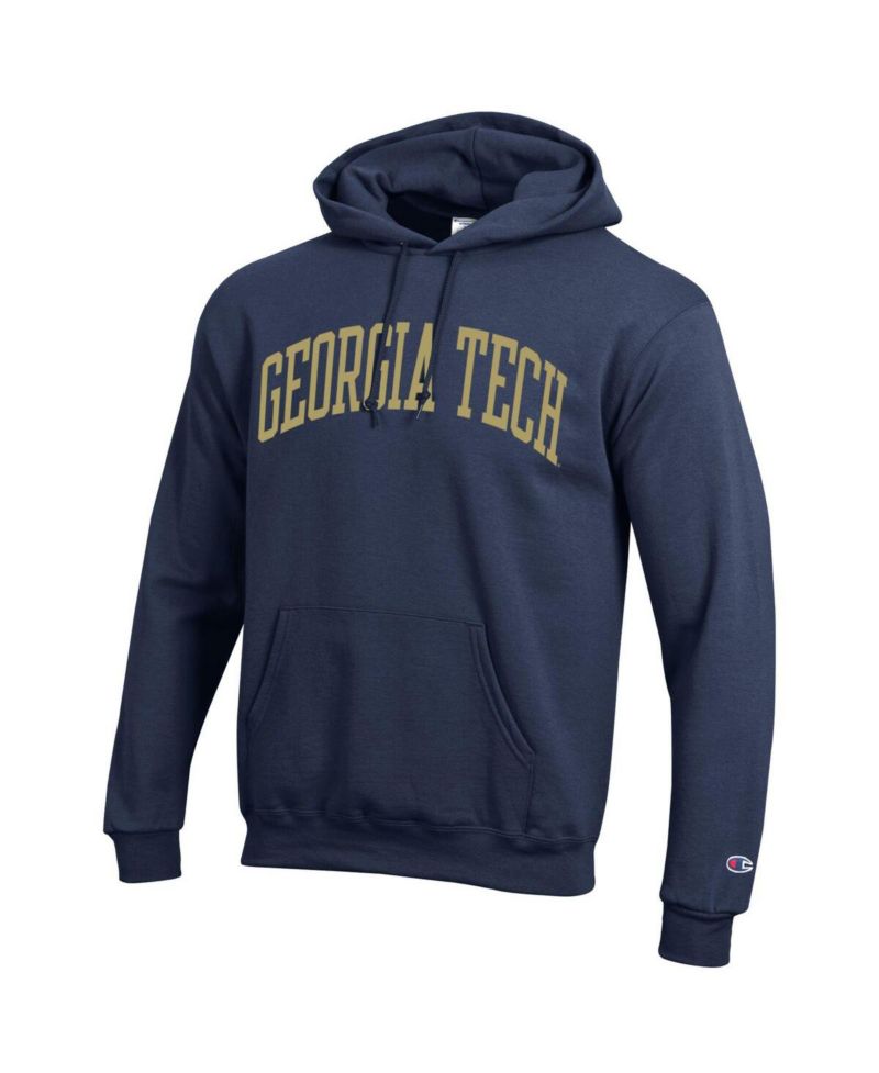 Men's Navy Georgia Tech Yellow Jackets Basic Arch Fleece Pullover Hoodie