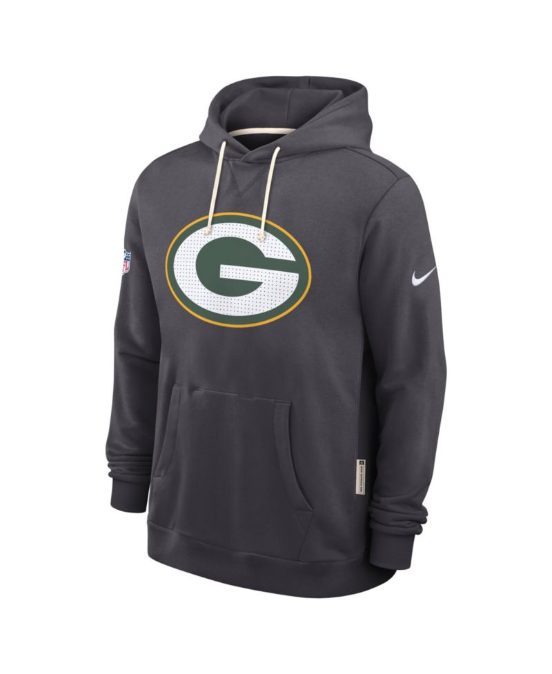 Men's Anthracite Green Bay Packers Sideline Initial Home Performance Pullover Hoodie
